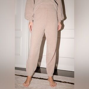 Lulus Weekend Chiller Beige Chenille Knit Lounge Joggers Size S